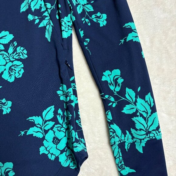 Title Nine Womens Quarter Zip Rash Guard Size Small Blue Floral Long Sleeve - Picture 3 of 7